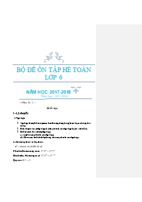 Bộ đề ôn tập hè Toán Lớp 6 - Năm học 2017-2018